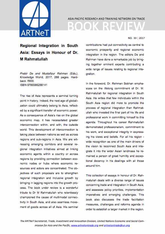 Regional integration in South Asia