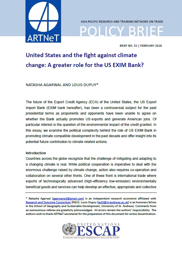 United States and the fight against climate change: A greater role for the US EXIM Bank?